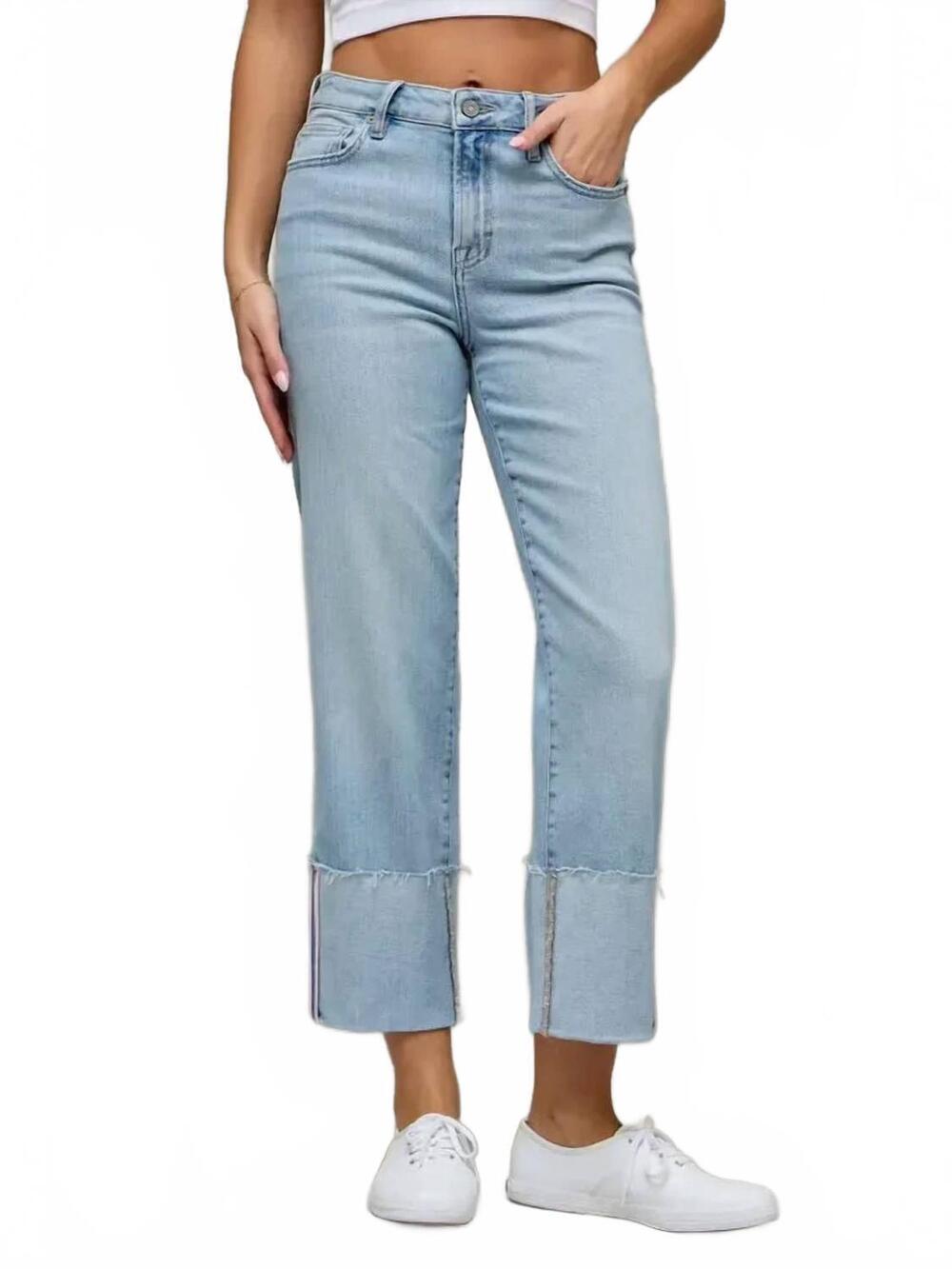 NEW HIDDEN ella high rise jeans with cuff detail in light wash